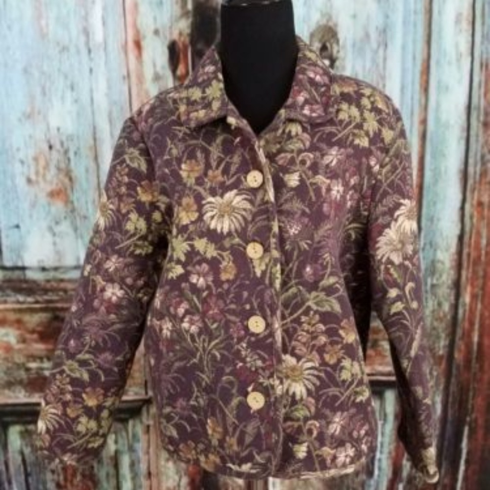 Coldwater Creek PM Floral Button Front Jacket